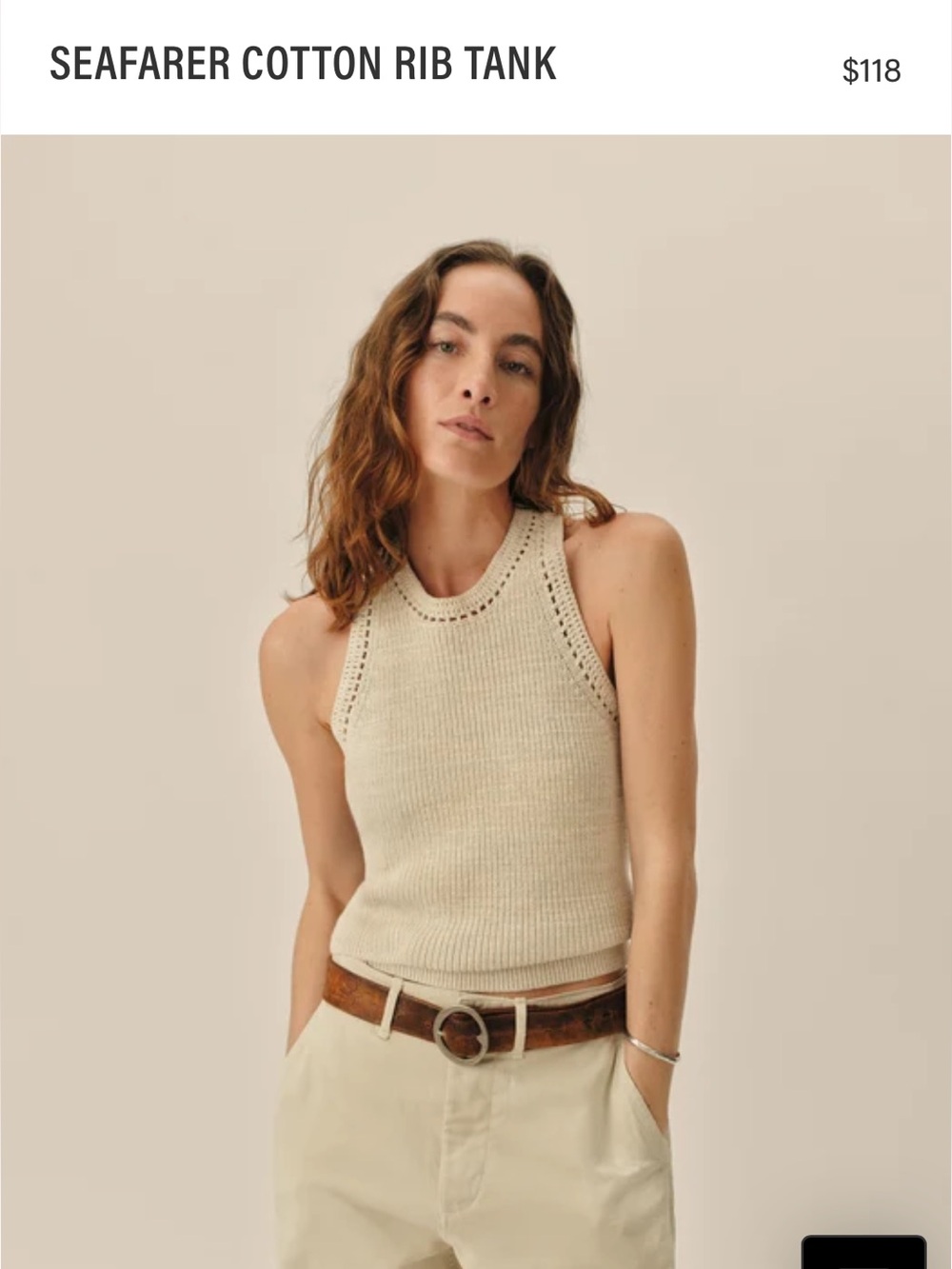 Buck Mason Seafarer Cotton Rib Sweater Tank Marled Oatmeal
